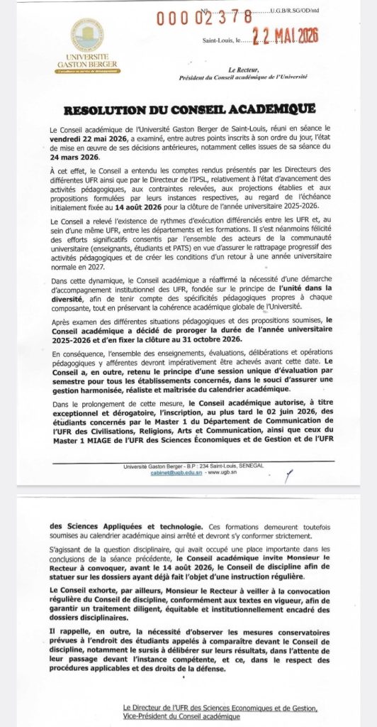conseil academique ugb