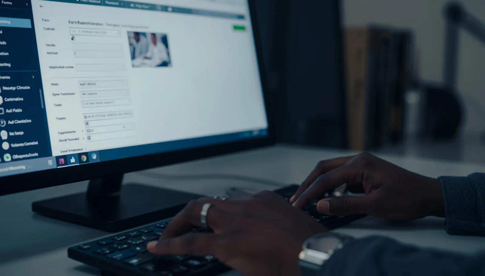 démarches administratives en ligne gros plan sur les mains d un homme noir africain tapant sur un cl